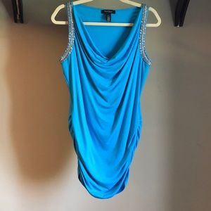 WH/BM Ocean Blue Embellished Top